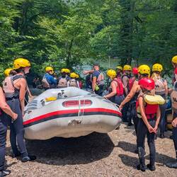 Launching the rafts on the Tara River