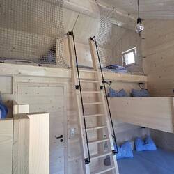 Fancy neue Hütte mit mega tollem Lager: Steckdose für jeden am Kopfende 🤯