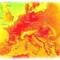 The heat is on; the Dolomiti are calling (yellow area north of Milan ... with some green).