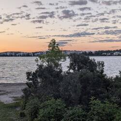 Der Blick von der Sauna auf den See