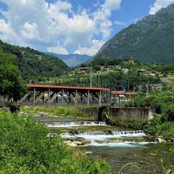 Covered bridge over the river