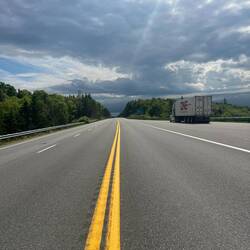 Canadian roads. Wide, straight, little traffic.