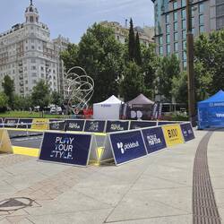 Pickel ball fan-fest area being setup