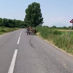Der Heuwender ist unterwegs zum nächsten Auftrag