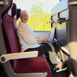All settled in and at work already — Onboard ÖBB's RailJet from Bologna to Bolzano.
