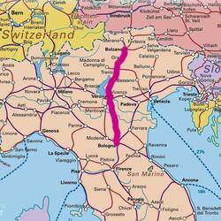 Our 4-stop route highlighted — Onboard ÖBB's RailJet from Bologna to Bolzano.