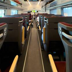 Looking down car 265 — Onboard ÖBB's RailJet from Bologna to Bolzano.