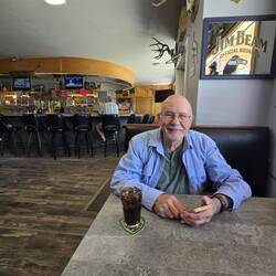 Phil in the bar at Twisp waiting on lunch.