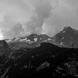 A storm brewing at the higher elevations — on the way to Colle Santa Lucia, Italy.