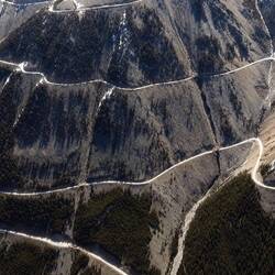 Aerial shot of the switchbacks in Montana