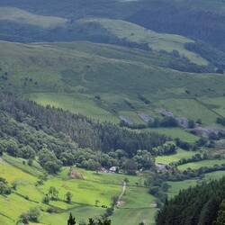 View south down a delightful valley. Aberllefenni in the middle distance.
