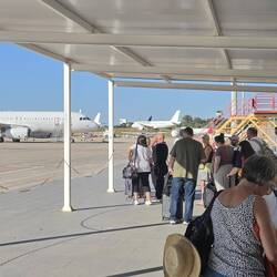 Walking to the plane
