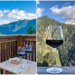 It's time for wine on the balcony — Colle Santa Lucia, Italy.