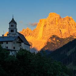 Monte Pelmo (3,172m) & Monte Pelmetto 2,996m) ... the setting sun warming the color of the rocks.
