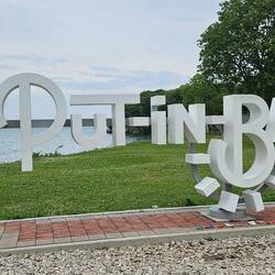 Put-in Bay sign near one end of the island