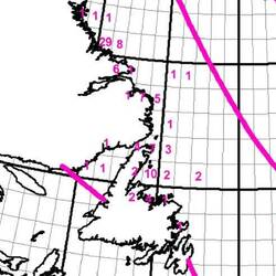Iceberg chart July 4th. During the night I crossed the empty square, during the day the "5".