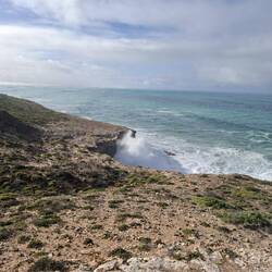 Looking east - big waves rolling in