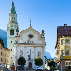 Minor Basilica of Saints Philip and James (founded 1769) — Cortina d'Ampezzo, Italy.