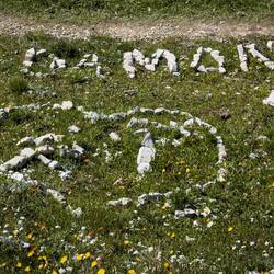 'Rock graffiti' just off the Tre Cime di Lavaredo trail.