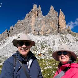 Tre Cime and the Refugio Lavaredo.
