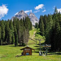 View from the parking lot where we left the car to ride Dolomiti Bus.