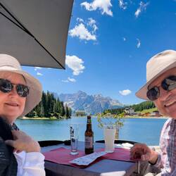 View from our table at Quinz Locanda al Lago — Lago di Misurina, Italy.