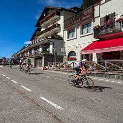 Maratona dles Dolomiti-Enel riders coming through Colle Santa Lucia, Italy.