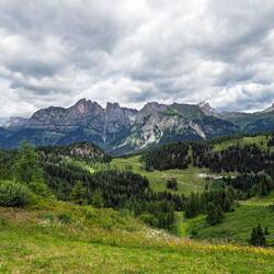 Delightful scenery at Col dei Baldi despite the clouds — Civetta Ski Area.