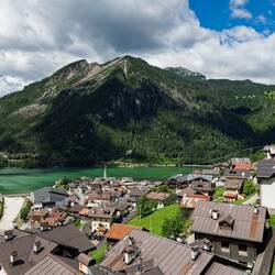 The village and Lago di Alleghe — Alleghe, Italy.