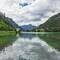 Looking towards the Masaré end of Lago di Alleghe — Alleghe, Italy.