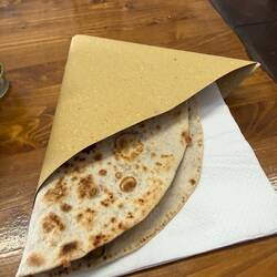 Piadina sandwich - filled with sautéed zucchini, pesto, and mozzarella. Tasty!