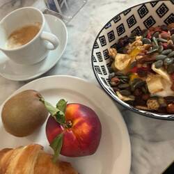 A typical breakfast from the hotel buffet