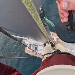 First time soloing the mast. If only it wasn't swinging so much.