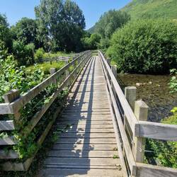 Footbridge over the afon Dyfi / river Dovey