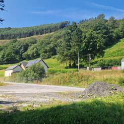 View from my patch of grass looking south at the next hill I have to climb.