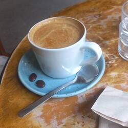 At last, espresso! A pretty good flat white.