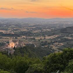 Sunset behind the Basilica in Assisi