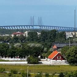 Oresund bridge in the distance - entry to Denmark