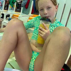 Enjoying mango smoothie