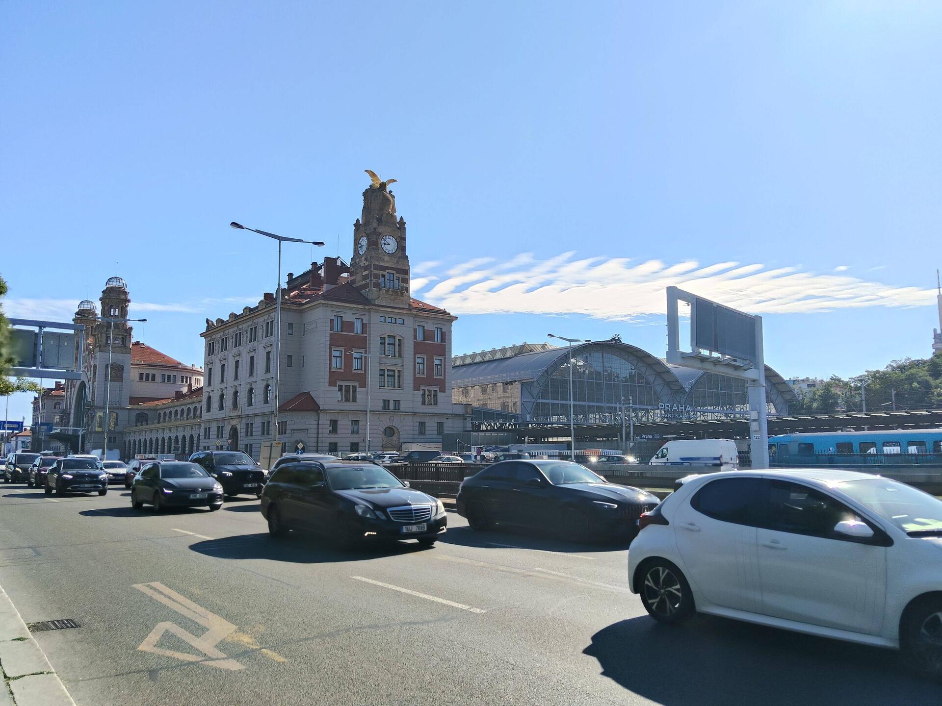 The entire old facade of the Prague train station