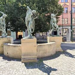 The Dancing Fountain (or "Bohemian Spring") ensemble. Each musician represents a river.