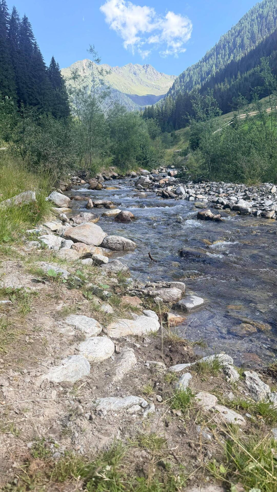 Am Anfang gings noch lange am Bach entlang - Wasserauffüllmöglichkeiten gibts hier jede Menge