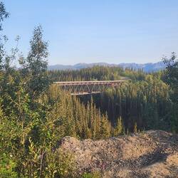 A picture of the single lane bridge from the drive