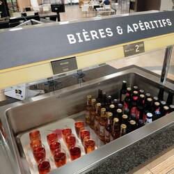 Kir cassis, €1.50 in the supermarket cafeteria