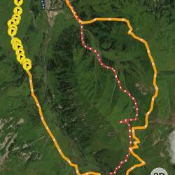 orange: geplante Route ; rot: improvisierte Route
