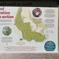 Information board about restoration work