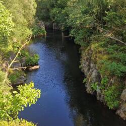 Picturesque view up stream from footbridge over the afon Rheidol