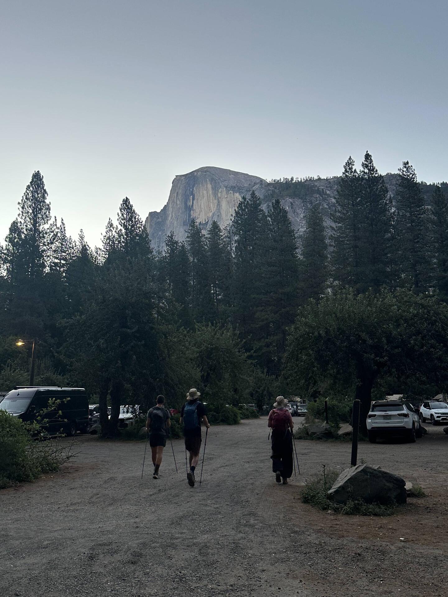 Heading off to hike Half Dome just after 5:30am