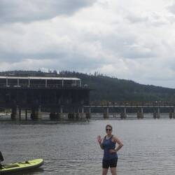 Ursi cooling off at lunch time in Lipno