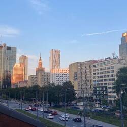 Skyline Warschau, von der Dachterrasse des libanesischen Restaurants Amar Beirut